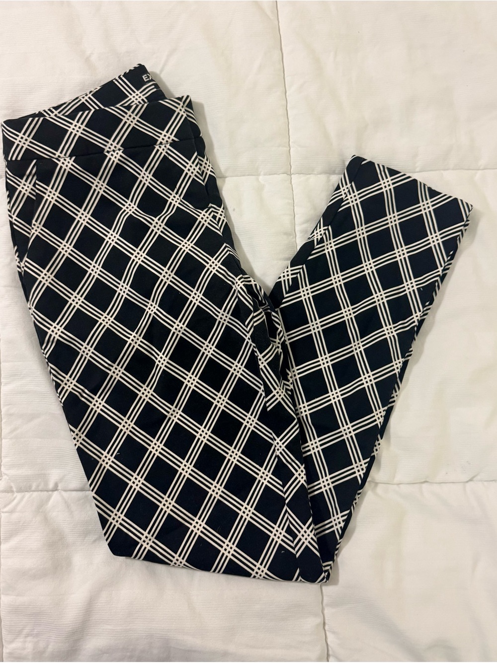 Like new Express Columnist Dress Pants Black White Plaid Slim. Size OR